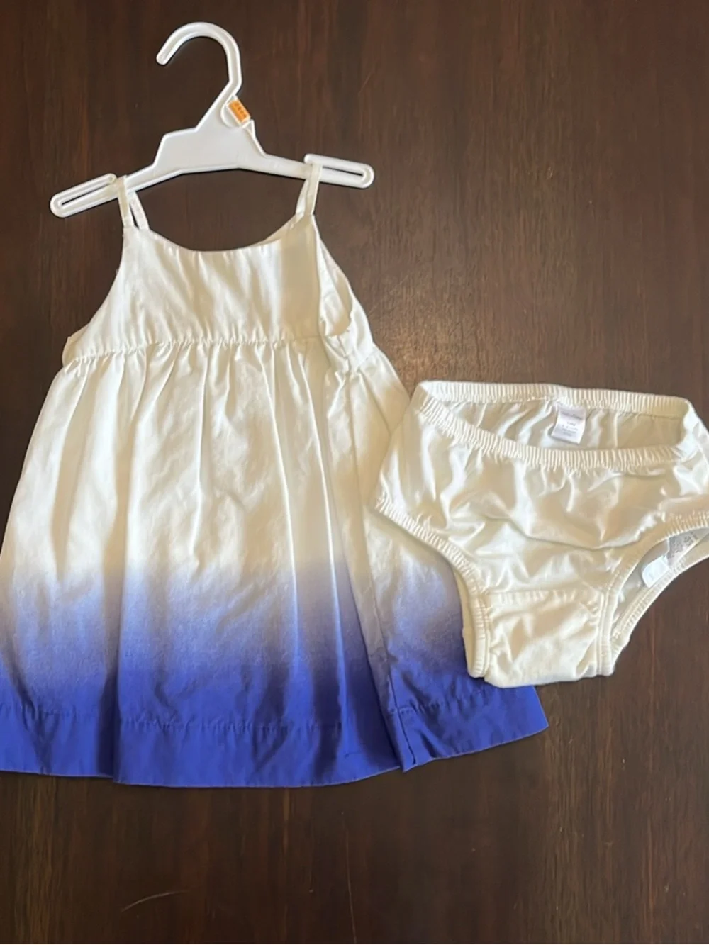 Baby Gap Girls Ombre White to Blue Dress with Diaper Cover